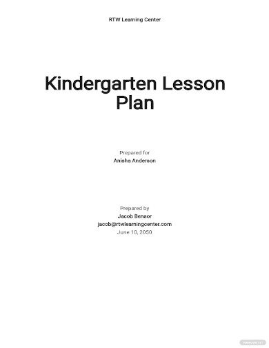 free sample kindergarten lesson plan template
