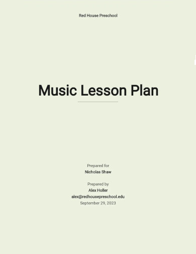 free sample music lesson plan template