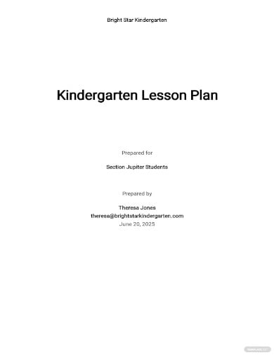 free simple kindergarten lesson plan template