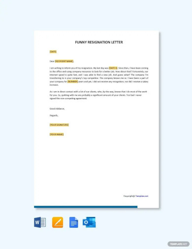 funny resignation letter template