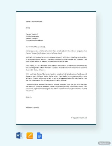 funny retirement resignation letter