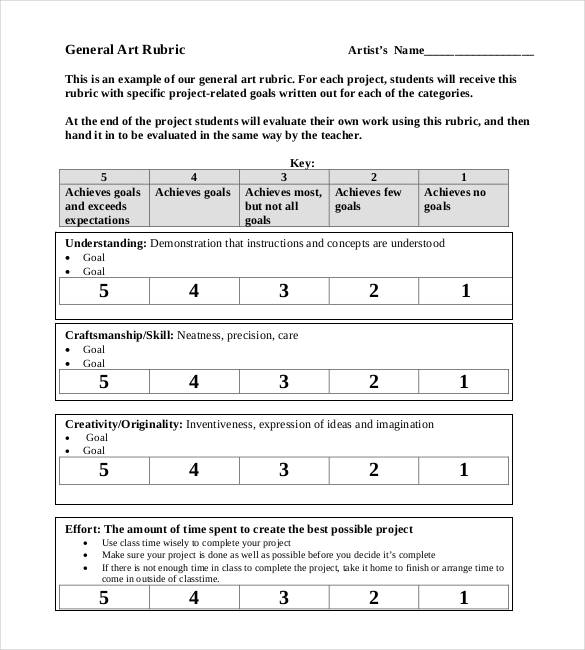 general art rubric