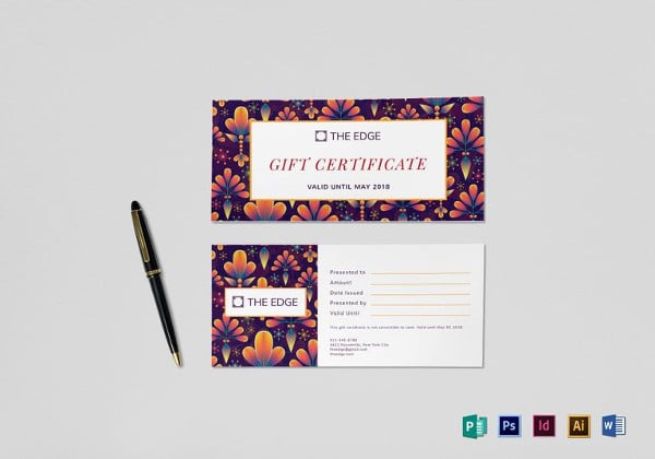 gift certificate indesign template
