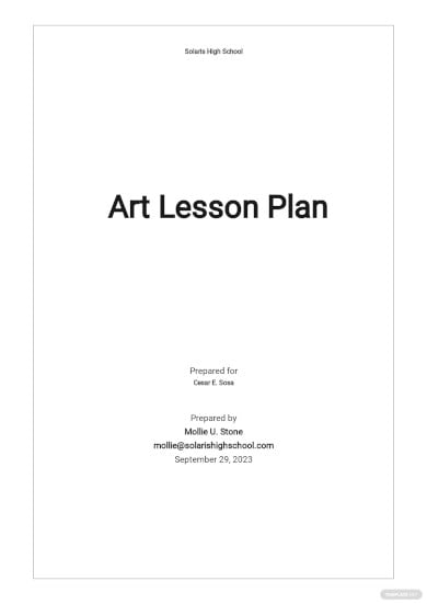 high school art lesson plan template