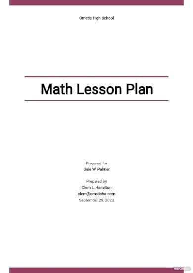 high school math lesson plan template