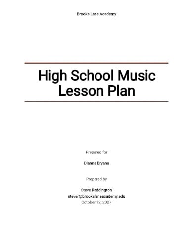 high school music lesson plan template