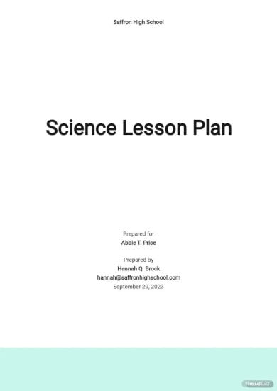 high school science lesson plan template