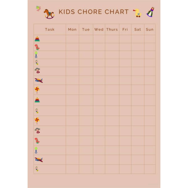 kids chore chart template