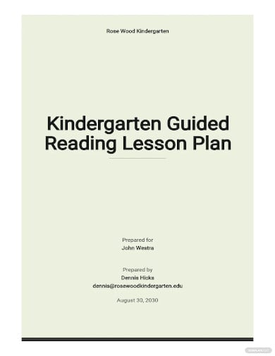 24+ Kindergarten Lesson Plan Template - PDF, DOC