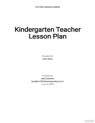 kindergarten teacher lesson plan template