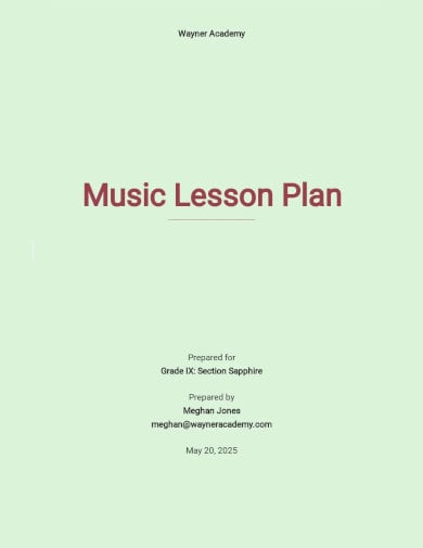 music teacher lesson plan template