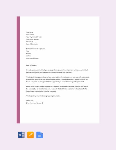 Nurse Letter Of Resignation from images.template.net