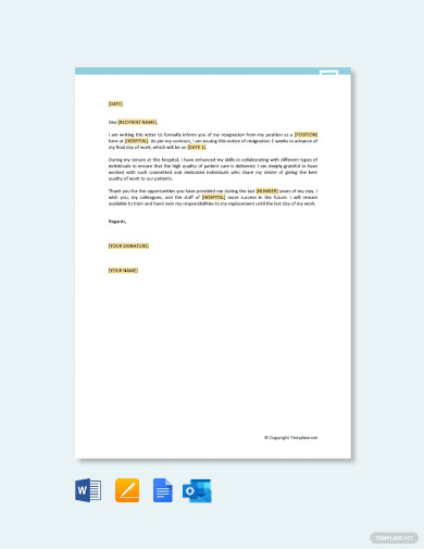 Notice of Resignation Letter Template - 20+ Free Word, Excel, PDF ...