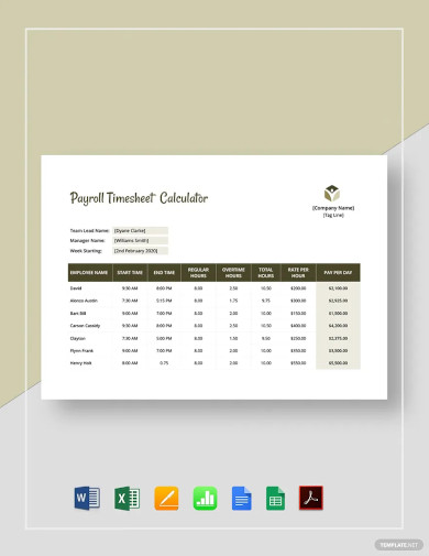 payroll timesheet calculator template