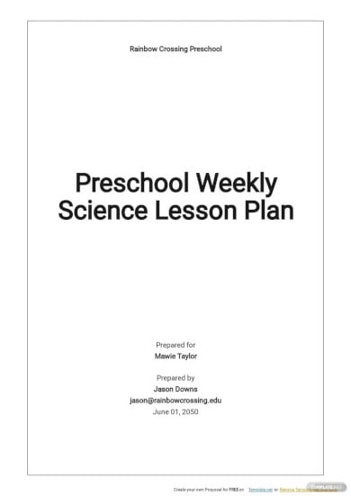 preschool weekly science lesson plan template