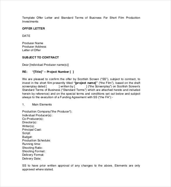 professional business offer letter