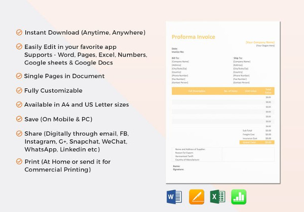 proforma invoice word template