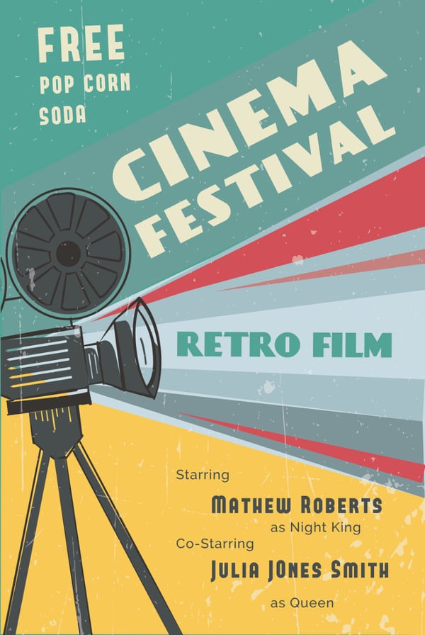 retro film poster template in illustrator