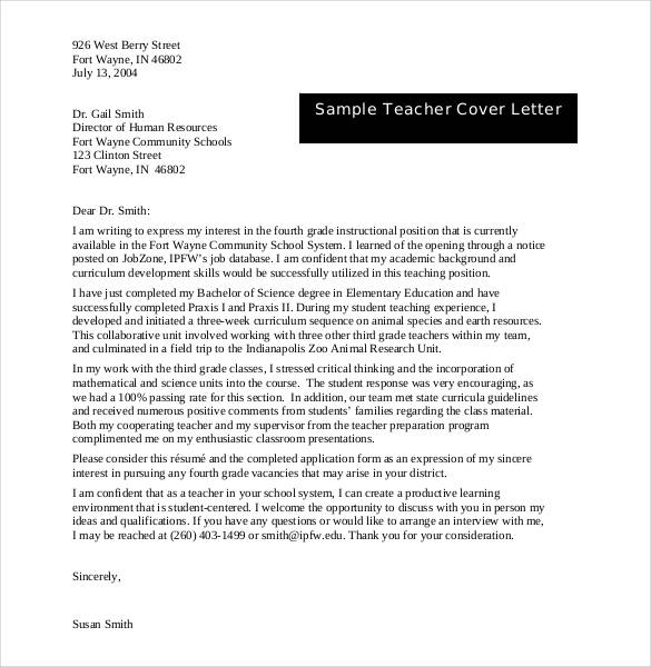 cover letter for expression of interest sample