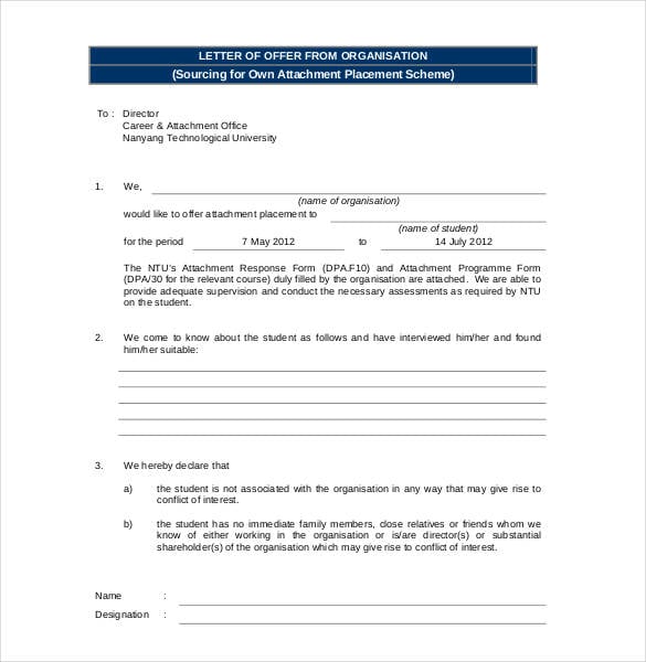 scheme offer letter format