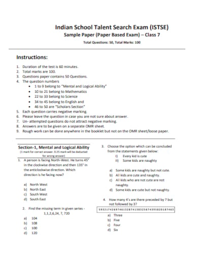 school question exam paper template