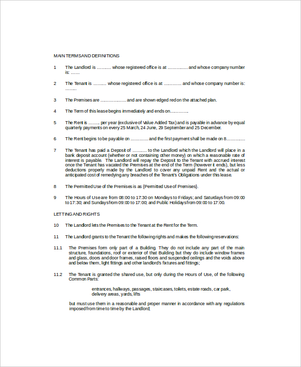 8+ Commercial Lease Templates Free Sample, Example, Format