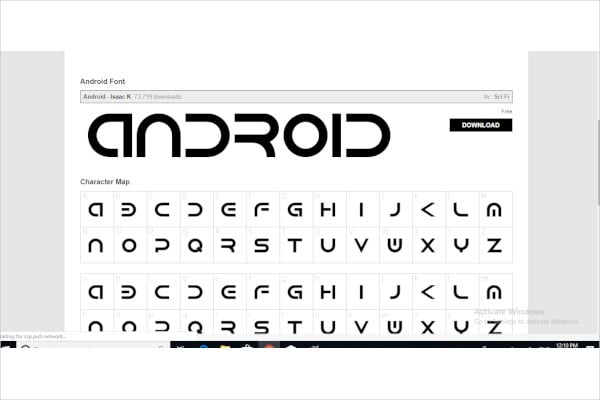 android font photoshop download windows