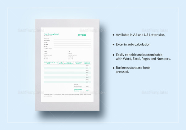 simple proforma invoice excel template