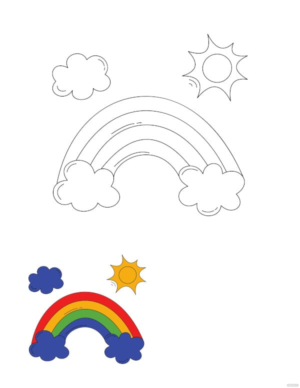 summer rainbow coloring page
