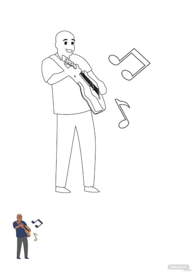 teenager man playing music coloring page