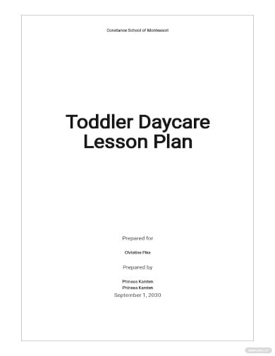toddler daycare lesson plan template