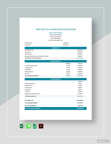 true cost of an employee calculator template