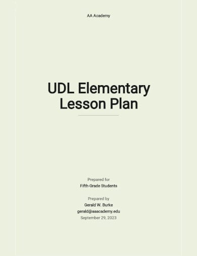 udl elementary lesson plan template