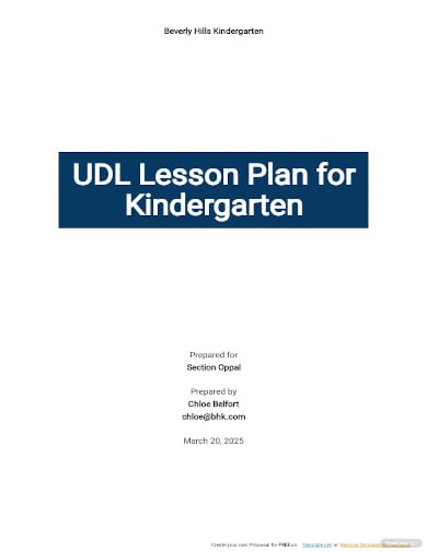 udl lesson plan for kindergarten template