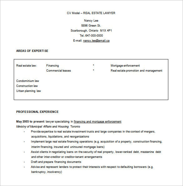 free real estate lawyer resume word download