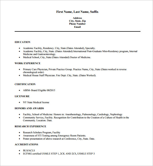 md physician doctor resume free pdf download