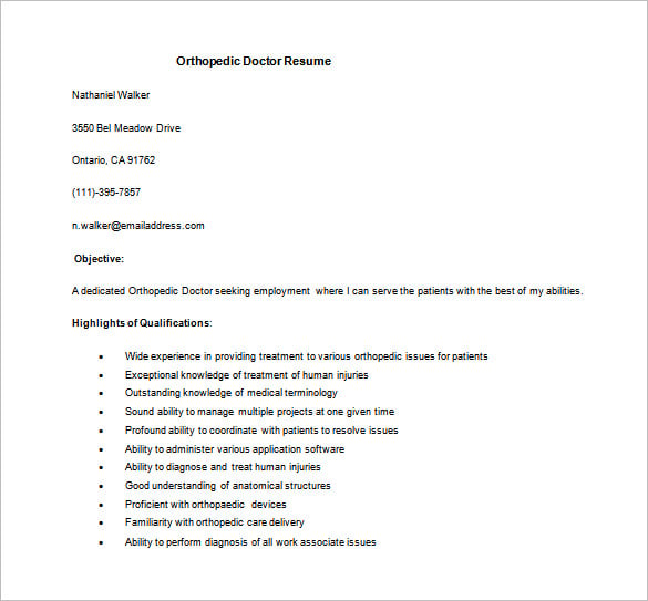 orthopedic-doctor-resume-free-word-template