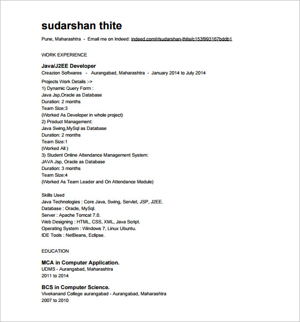 12+ Java Developer Resume Templates - DOC, PDF