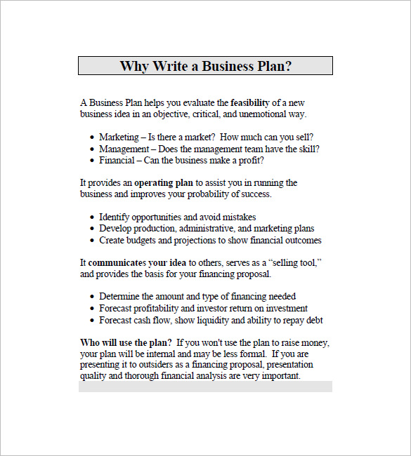 Basic business plan template word