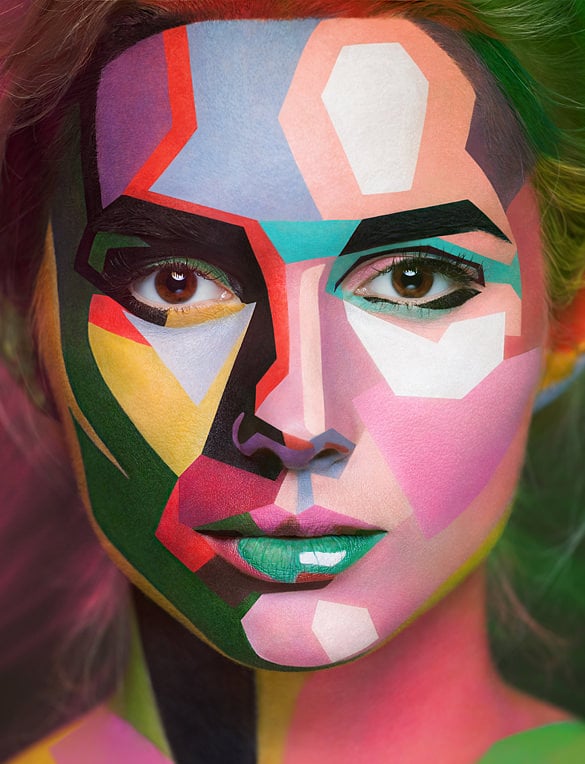 insane makeup turns models into 2d painting design