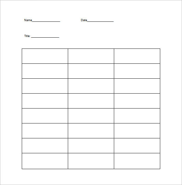 Comparison Chart Template Word