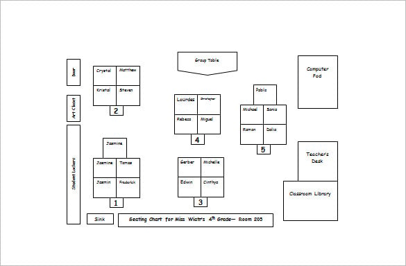 seating group chart free pdf template