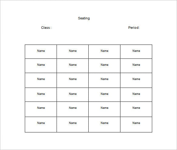 free chart template for class room seating