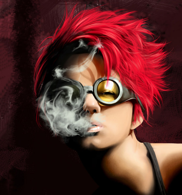 smoke girl digital painting
