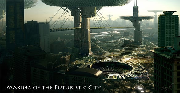 the futuristic city digital painting
