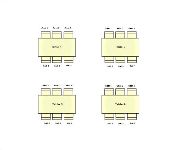 suare table seating chart for wedding free word