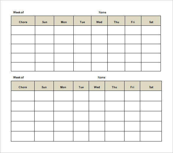 Weekly Chore Chart Template 11 Free Word Excel PDF Format Download Free Premium Templates