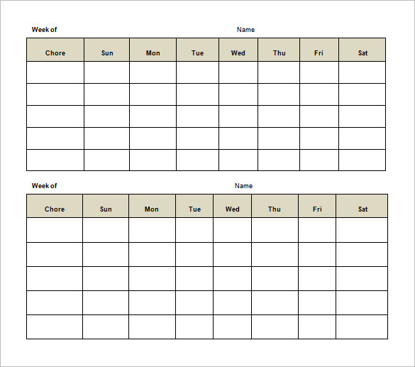 13+ Sample Weekly Chore Chart Templates - Free Sample, Example, Format ...