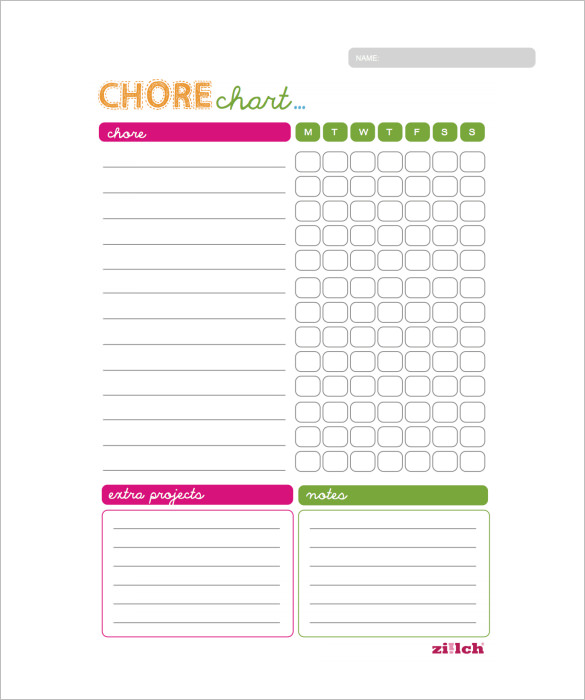 Printable Chore Charts For Adults