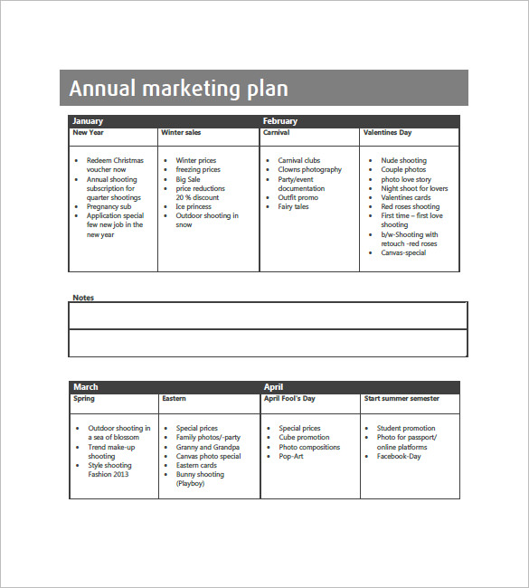 Annual Operating Plan Sample